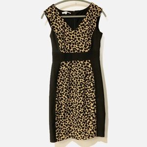 Pencil sheath dress leopard print with side panels